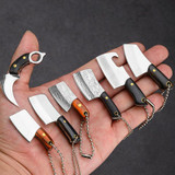 Mini Knife Keychain Portable Removal Express Pendant Accessory With Holster, Model: Kitchen Knife Laser Pattern