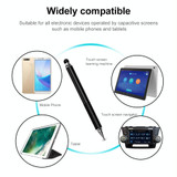 Suction Cup Dual Touch 2-in-1 Metal Capacitive Stylus Pen (Black)