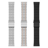 20mm Universal Dual Press Buckle Five-bead Stainless Steel Watch Band(Silver)