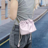 Leather Large-capacity Drawstring Pocket Portable Waterproof Camera Bag(Pink)