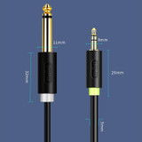 JINGHUA 3.5mm To Dual 6.5mm Audio Cable 1 In 2 Dual Channel Mixer Amplifier Audio Cable, Length: 5m