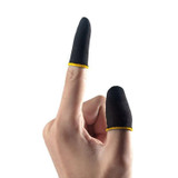 1 Pair Carbon Fiber Breathable Mobile Phone Game Touch Screen Finger Cover for Thumb / Index Finger (Black Yellow)
