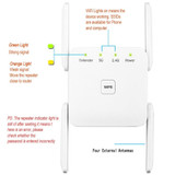 1200Mbps 2.4G / 5G WiFi Extender Booster Repeater Supports Ethernet Port White US Plug