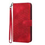 For OPPO Reno8 5G Global YX0060 Elephant Head Embossed Phone Leather Case with Lanyard(Red)