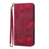 For OPPO Reno8 5G Global YX0060 Elephant Head Embossed Phone Leather Case with Lanyard(Rose Red)