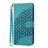 For OPPO Reno8 5G Global YX0060 Elephant Head Embossed Phone Leather Case with Lanyard(Light Blue)