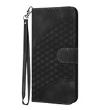 For OPPO Reno8 5G Global YX0060 Elephant Head Embossed Phone Leather Case with Lanyard(Black)