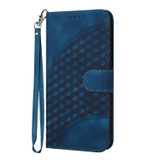 For OPPO Reno8 5G Global YX0060 Elephant Head Embossed Phone Leather Case with Lanyard(Royal Blue)