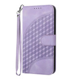 For OPPO Reno8 5G Global YX0060 Elephant Head Embossed Phone Leather Case with Lanyard(Light Purple)