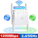 1200Mbps 2.4G / 5G WiFi Extender Booster Repeater Supports Ethernet Port Black UK Plug