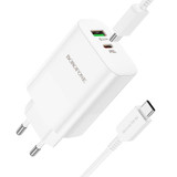 Borofone BN10 Sunlight PD 65W + USB 22.5W Dual Port Charger Set with Type-C to Type-C Cable, EU Plug(White)