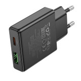 Hoco N38 Delgado PD20W + QC3.0 Dual Port Charger, EU Plug(Black)