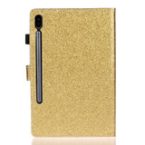 For Galaxy Tab S6 T860 Varnish Glitter Powder Horizontal Flip Leather Case with Holder & Card Slot(Gold)