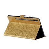 For Galaxy Tab S6 T860 Varnish Glitter Powder Horizontal Flip Leather Case with Holder & Card Slot(Gold)