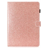 For iPad Pro 9.7 Varnish Glitter Powder Horizontal Flip Leather Case with Holder & Card Slot(Rose Gold)