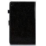 For Galaxy Tab S5e T720 Varnish Glitter Powder Horizontal Flip Leather Case with Holder & Card Slot(Black)