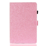 For Galaxy Tab S6 T860 Varnish Glitter Powder Horizontal Flip Leather Case with Holder & Card Slot(Pink)