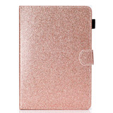 For 7 inch Tablet Varnish Glitter Powder Horizontal Flip Leather Case with Holder & Card Slot(Rose Gold)