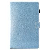 For Galaxy Tab A 10.1 (2016) T580 Varnish Glitter Powder Horizontal Flip Leather Case with Holder & Card Slot(Blue)