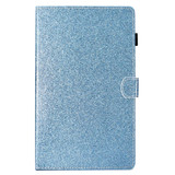 For Galaxy Tab A 10.1 (2019) T510 Varnish Glitter Powder Horizontal Flip Leather Case with Holder & Card Slot(Blue)