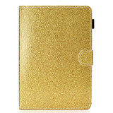 For 8 inch Tablet Varnish Glitter Powder Horizontal Flip Leather Case with Holder & Card Slot(Gold)