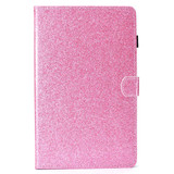 For Galaxy Tab A 10.5 T590 Varnish Glitter Powder Horizontal Flip Leather Case with Holder & Card Slot(Pink)