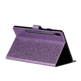 For Galaxy Tab S6 T860 Varnish Glitter Powder Horizontal Flip Leather Case with Holder & Card Slot(Purple)