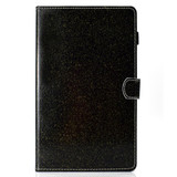 For Galaxy Tab A 10.1 (2019) T510 Varnish Glitter Powder Horizontal Flip Leather Case with Holder & Card Slot(Black)