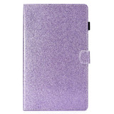 For Galaxy Tab A 8.0 & S Pen (2019) P200 Varnish Glitter Powder Horizontal Flip Leather Case with Holder & Card Slot(Purple)