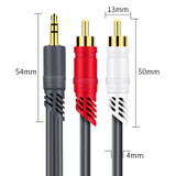 JINGHUA 3.5mm To 2RCA Audio Cable Game Console Outdoor Audio Connection Cable, Size: 3m(Grey)