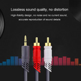 JINGHUA 3.5mm To 2RCA Audio Cable Game Console Outdoor Audio Connection Cable, Size: 5m(Grey)