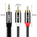 JINGHUA 1 In 2 3.5mm Audio Cable  3.5mm To 2RCA Double Lotus Computer Speaker Cell Phone Plug Cable, Length: 3m