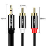 JINGHUA 1 In 2 3.5mm Audio Cable  3.5mm To 2RCA Double Lotus Computer Speaker Cell Phone Plug Cable, Length: 5m