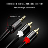 JINGHUA 1 In 2 3.5mm Audio Cable  3.5mm To 2RCA Double Lotus Computer Speaker Cell Phone Plug Cable, Length: 5m