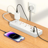 hoco AC14A Rico 5-position Socket with PD30W+3USB Ports, Cable Length: 1.5m, EU Plug(White)