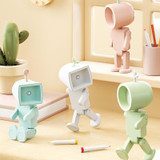 Mini Astronaut Magnetic LED Night Light Desktop Building Block Ornaments Desk Lamp, Color: Square Pink