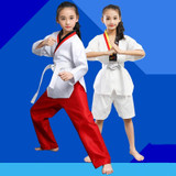 Taekwondo Clothing Child Adult Cotton Men And Women Taekwondo Training Uniforms, Size: 180(Alphabet Collar Short Sleeves)