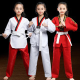 Child Adult Cotton Men And Women Taekwondo Clothing Training Uniforms, Size: 130(Striped Short Sleeves)