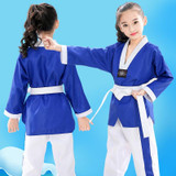 Child Adult Cotton Men And Women Taekwondo Clothing Training Uniforms, Size: 170(Striped Short Sleeves)