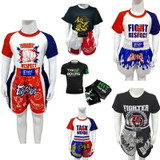 ZhuoAo Boxing Costumes Kids Sparring Fighting Shorts Muay Thai Free Fighting Tights Set, Style: FIGHT Red Blue(XL)
