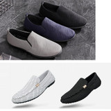 Man Casual Canvas Shoes One-Legged Lazy Cloth Shoes, Size: 44(Gray Dark Texture)