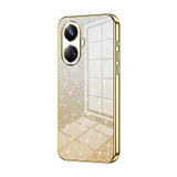 For Realme 10 Pro+ Gradient Glitter Powder Electroplated Phone Case(Gold)