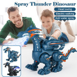 Electric Mechanical Dinosaur Toy Simulation Animal Toy Multifunctional Sound And Light Toy, Style: Spray-Blue