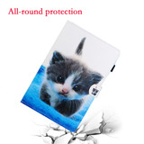 For Galaxy Tab S5e T720 Colored Drawing Horizontal Flip PU Leather Case with Holder & Card Slot & Sleep / Wake-up Function(Blue White cat)