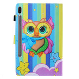 For Galaxy Tab S6 T860 Colored Drawing Horizontal Flip PU Leather Case with Holder & Card Slot & Sleep / Wake-up Function(Rainbow Owl)