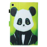 Sewing Thread Left and Right Flat Leather Case with Pen Cover & Card Slot & Buckle Anti-skid Strip and Bracket(Panda)