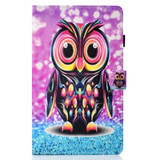 Sewing Thread Left and Right Flat Leather Case with Pen Cover & Card Slot & Buckle Anti-skid Strip and Bracket(Owl)