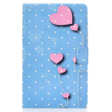 Electric Pressed Left and Right Flat Feather Case with Pen Cover & Card Slot & Buckle Anti-slip Strip and Bracket(Love Balloon)