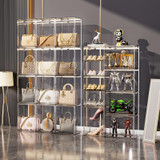 Stackable Transparent Storage Box Magnetic Suction Bookcase Handbag Display Rack, Style: Single Partition