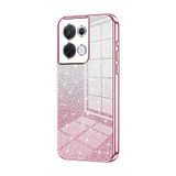 For OPPO Reno8 Gradient Glitter Powder Electroplated Phone Case(Pink)